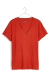 Madewell Whisper Cotton V-neck T-shirt In Roasted Squash