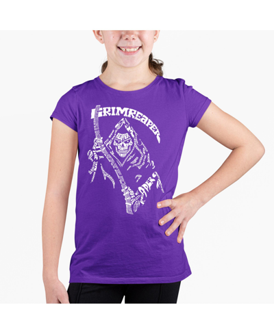 La Pop Art Child Girl's Word Art T-shirt In Purple