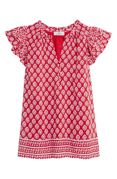 Vineyard Vines Women's Tile-print Stretch Cotton Top In Red Multi