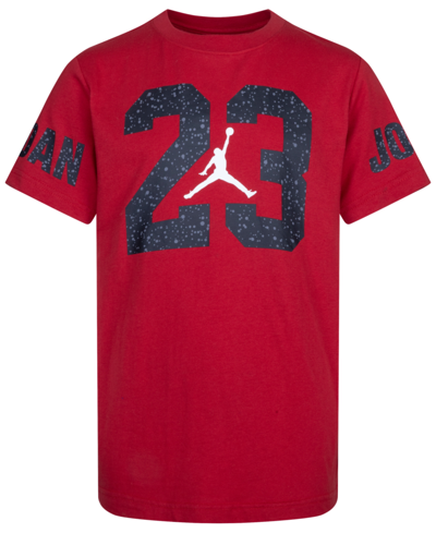 Jordan Kids' Big Boys 23 Speckle Short Sleeve T-shirt In Gym Red,black