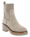 Mia Soraya Lug Wedge Boot In Taupe Burnished Suede