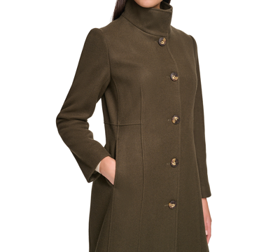 Calvin Klein Womens Plus Size Walker Coat, Created For Macys In Olive