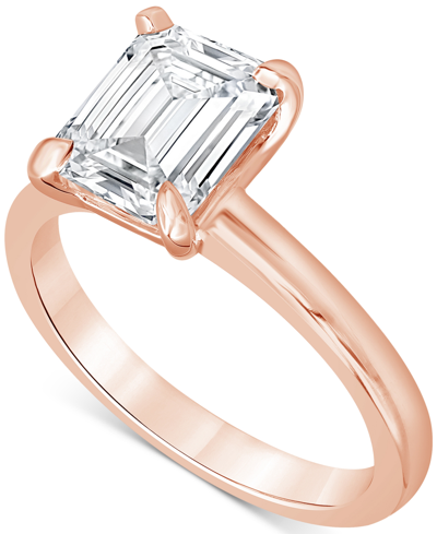 Badgley Mischka Certified Lab Grown Diamond Radiant-cut Solitaire Engagement Ring (3 Ct. T.w.) In 14k Gold In Rose Gold