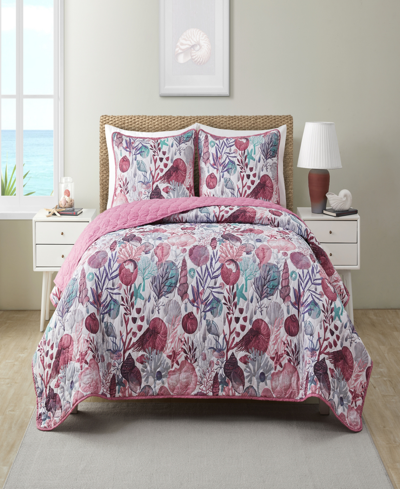 Vcny Home Ivory Coast Disperse Print Reversible 3 Piece Quilt Set, King In Multi