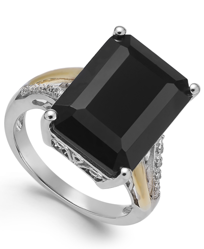 Macy's Onyx (10-1/2 Ct. T.w.) And Diamond Accent Ring In Sterling Silver And 14k Gold