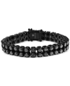 BLACKJACK MEN'S CUBIC ZIRCONIA DOUBLE ROW TENNIS BRACELET IN BLACK ION-PLATED STAINLESS STEEL