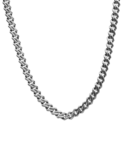 Blackjack Men's Cubic Zirconia-accented Curb Link 24" Chain Necklace In Stainless Steel