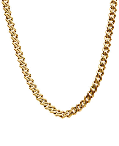 Blackjack Men's Cubic Zirconia-accented Curb Link 24" Chain Necklace In Stainless Steel In Gold-tone