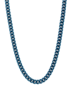 BLACKJACK MEN'S MIAMI CUBAN LINK 24" CHAIN NECKLACE IN BLUE ION-PLATED STAINLESS STEEL