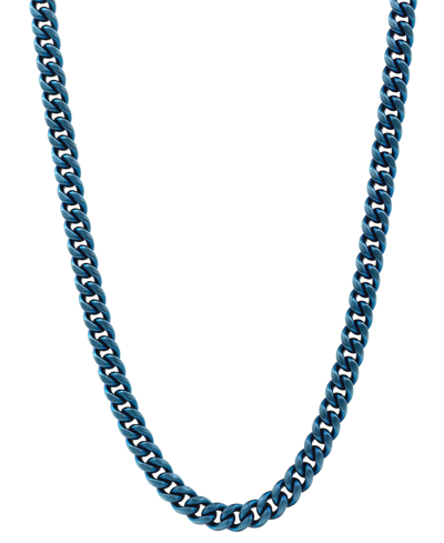 Blackjack Men's Miami Cuban Link 24" Chain Necklace In Blue Ion-plated Stainless Steel