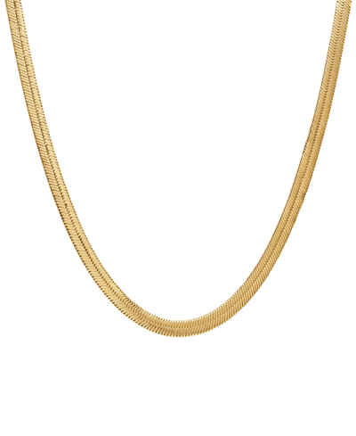 Blackjack Men's Wide Herringbone 20" Chain Necklace In Stainless Steel In Gold-tone