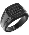 Blackjack Stainless Steel Black Cz Square Ring - Black Plated