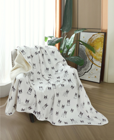 Happycare Textiles Advanced Water Resistant Pets Print Comfort Throw Collection In White