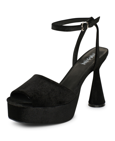 Smash Shoes Women's Flora Architectural Heel Peep-toe Platform Dress Sandals In Black