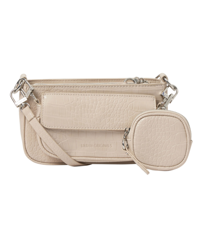 Urban Originals A Little Crazy Croc-effect Faux Leather Crossbody Bag In Cream