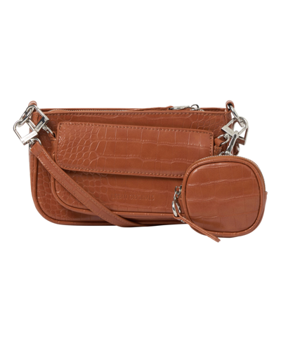 Urban Originals A Little Crazy Croc-effect Faux Leather Crossbody Bag In Tan