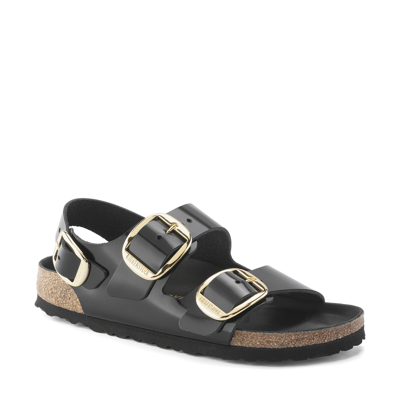 Birkenstock Milano Big-buckle Sandals In High Shine Black