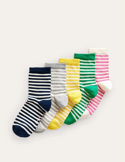 Boden 5 Pack Ankle Socks Breton Stripe Women
