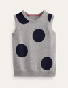 BODEN FIONA SWEATER VEST GREY MELANGE, NAVY SPOT WOMEN BODEN