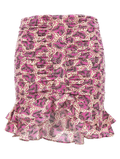 Isabel Marant Milendi Floral-print Stretch-silk Mini Skirt In Fuchsia