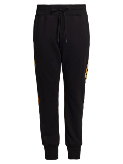 Versace Jeans Couture Men's Chain-link Drawstring Sweatpants In Black Gold