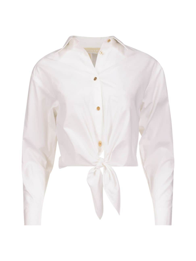 Michael Michael Kors Women's Cotton Tie Button-front Shirt In White
