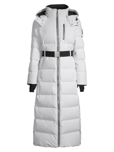 Moose Knuckles Logo-appliqué Belted Padded Coat In Nimbus Cloud