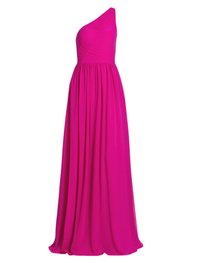 Vera Wang Bride Women's Verge Pleated One-shoulder Gown In Fuchsia