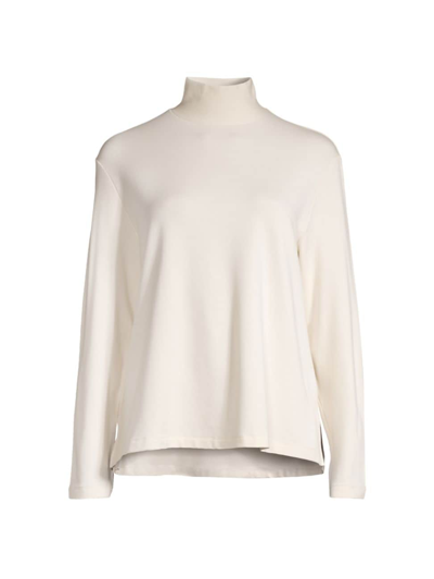 Majestic French Terry Turtleneck Top In Cream