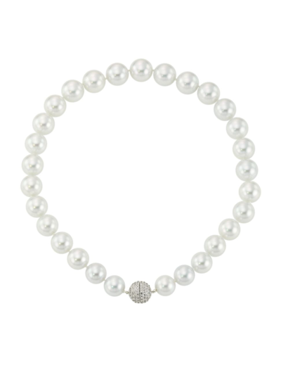 Assael Women's South Sea 18k White Gold, Cultured Gem Pearl & 2.2 Tcw Diamonds Necklace