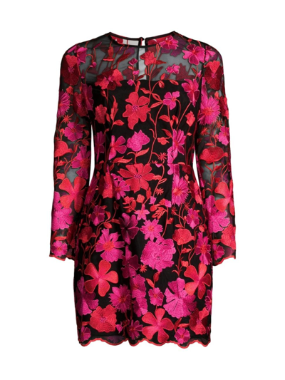 Milly Women's Scottie Floral Mesh Mini Dress In Pink Multi