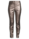 Milly Rue Faux Leather Skinny Pants In Silver