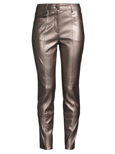 Milly Rue Faux Leather Skinny Trousers In Silver