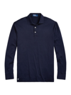 Polo Ralph Lauren Cotton Lisle Classic Fit Long Sleeve Polo Shirt In Aviator Navy
