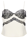 The Andamane Narcisa Lace & Satin Spaghetti Strap Top In White