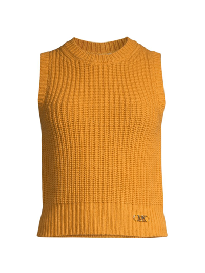 Michael Michael Kors Women's Wool-blend Sleeveless Sweater In Marigold