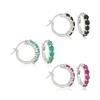 Ross-simons Multi-stone And Sterling Silver Jewelry Set: 3 Pairs Of Huggie Hoop Earrings In Silver