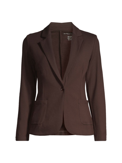 Majestic Women's Single-breasted French Terry Blazer In Aubergine