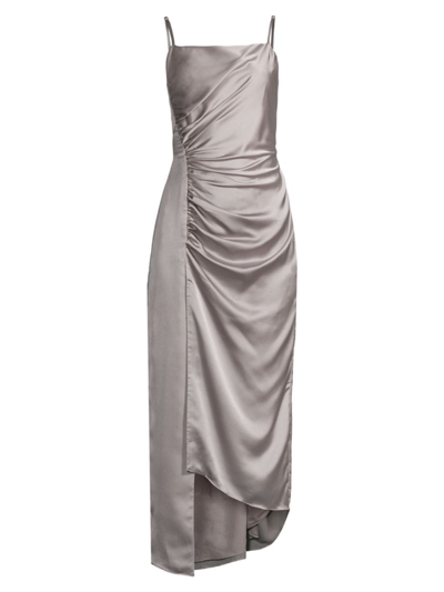 Milly Women's Lilliana Satin Draped Slip Dress In Silver
