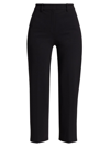 Theory High-waist Straight-leg Pant In Stretch Cotton In Black
