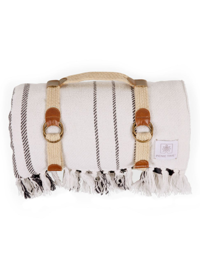 Picnic Time Montecito Picnic Blanket With Harness In White