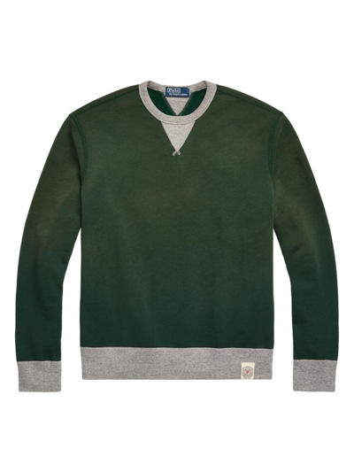 Polo Ralph Lauren Cotton Blend Fleece Two Tone Crewneck Sweatshirt In College Green