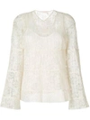 SEE BY CHLOÉ Pleated lace V-Neck钟形袖罩衫,S7AHT18S7A03412154075