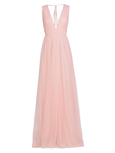 Vera Wang Bride Women's Vias Pleated Tulle Gown In Pale Pink