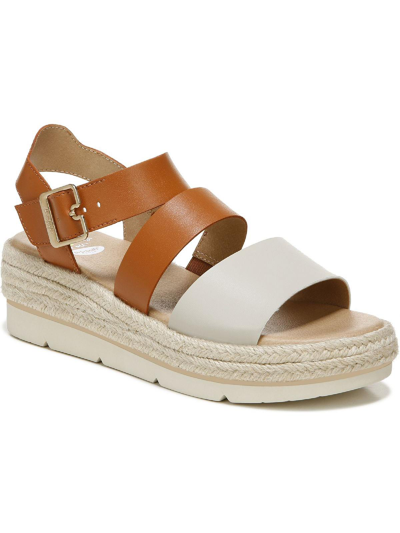 Dr. Scholl's Shoes Once Twice Womens Buckle Ankle Strap Wedge Sandals In Gold