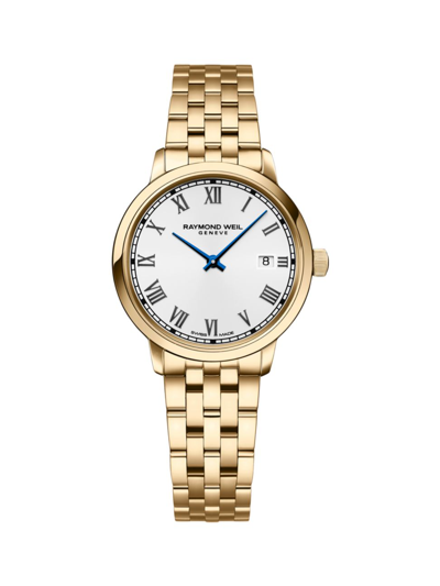 Raymond Weil Women's Toccata Pvd Gold-plated Bracelet Watch In White/gold