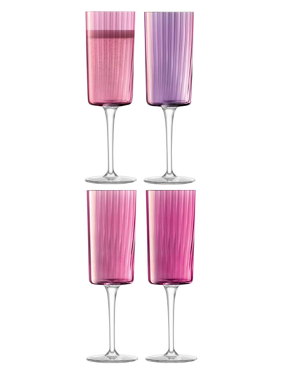 Lsa Gems 4-piece Assorted Champagne Flute Set In Garnet