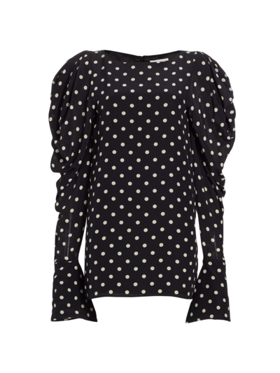 Nina Ricci Polka Dot-print Puff Sleeve Mini Dress In Noir Blanc