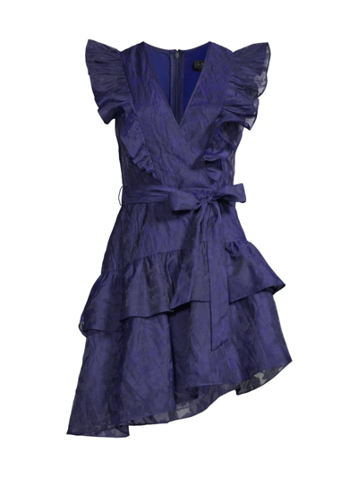 Laundry By Shelli Segal Women's Flutter-sleeve Organza Minidress In Patriot Blue