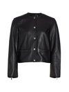 Theory Nappa Leather Straight Crop Jacket In Black
